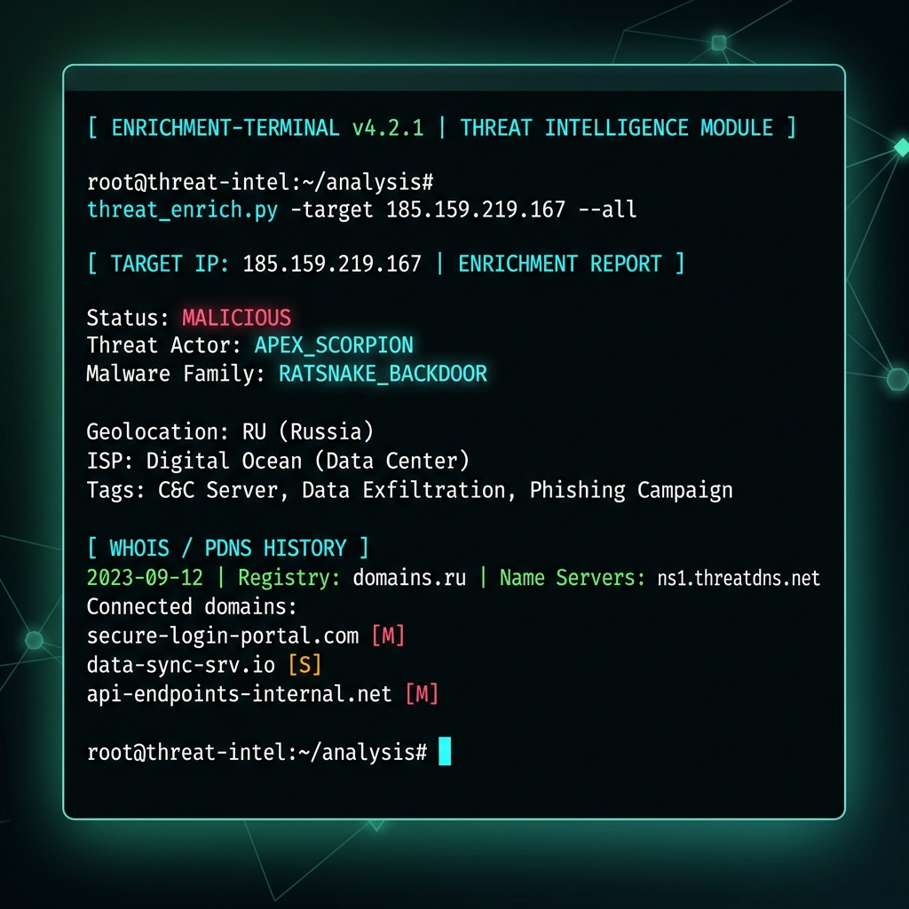 Threat Enrich CLI Terminal Mockup